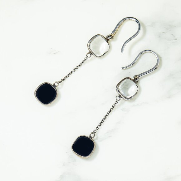 Sterling Silver Paloma Picasso Onyx & Crystal Earrings - Picture 1 of 2